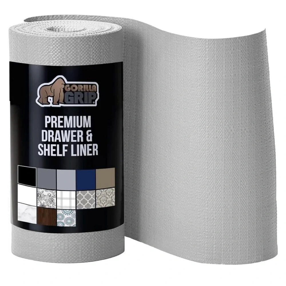 Gorilla Grip Gray Drawer and Shelf Liner Protect Cabinets Organization BNIP